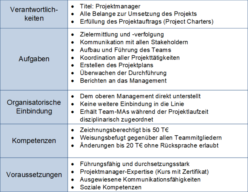 tätigkeitsbeschreibung projektmanager